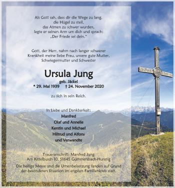 Anzeige von Ursula Jung von  Anzeigen Echo 