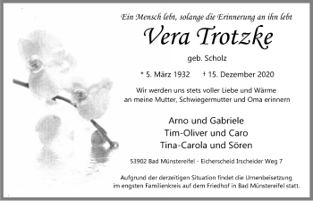 Anzeige von Vera Trotzke von  Blickpunkt Euskirchen 
