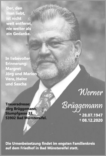 Anzeige von Werner Brüggemann von  Blickpunkt Euskirchen 