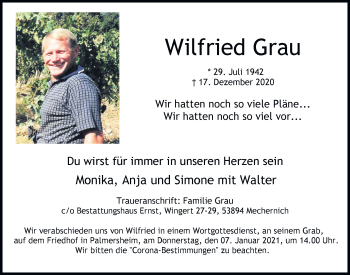 Anzeige von Wilfried Grau von  Blickpunkt Euskirchen 