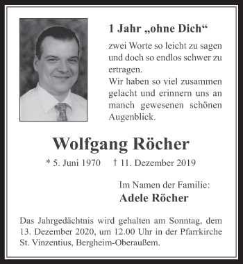 Anzeige von Wolfgang Röcher von  Werbepost 