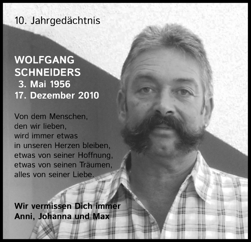  Traueranzeige für Wolfgang Schneiders vom 17.12.2020 aus Kölner Stadt-Anzeiger / Kölnische Rundschau / Express