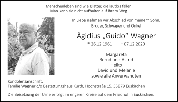 Anzeige von Ägidius Wagner von  Blickpunkt Euskirchen 