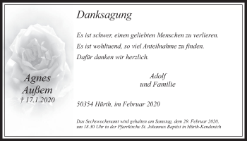 Anzeige von Agnes Außem von  Wochenende 