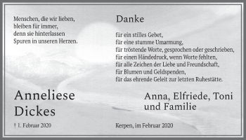 Anzeige von Anna Dickes von  Sonntags-Post 