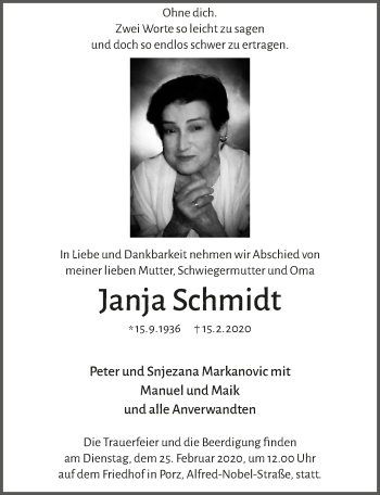 Anzeige von Banja Schmidt 