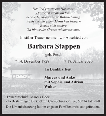 Anzeige von Barbara Stappen von  Schlossbote/Werbekurier 