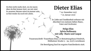 Anzeige von Dieter Elias von Kölner Stadt-Anzeiger / Kölnische Rundschau / Express