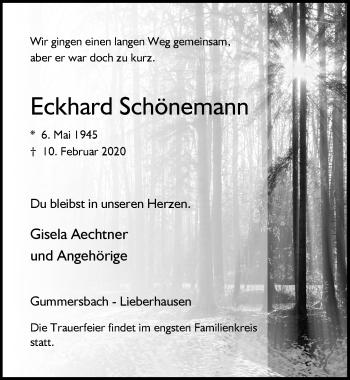 Anzeige von Eckhard Schönemann von  Anzeigen Echo 
