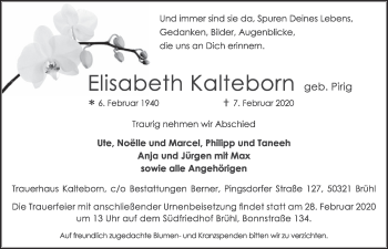 Anzeige von Elisabeth Kalteborn von  Schlossbote/Werbekurier 
