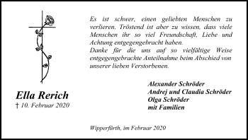 Anzeige von Ella Rerich von Kölner Stadt-Anzeiger / Kölnische Rundschau / Express