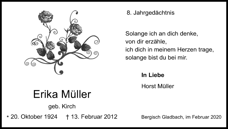  Traueranzeige für Erika Müller vom 18.07.2023 aus Kölner Stadt-Anzeiger / Kölnische Rundschau / Express