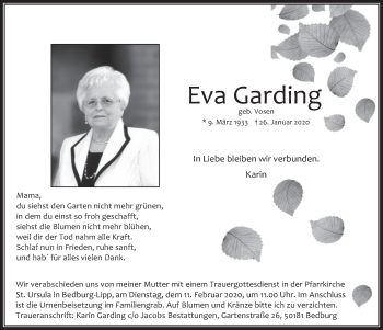 Anzeige von Eva Garding von  Werbepost 