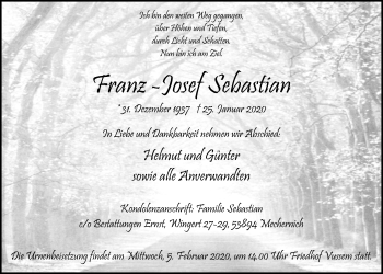 Anzeige von Franz -Josef Sebastian von  Blickpunkt Euskirchen 
