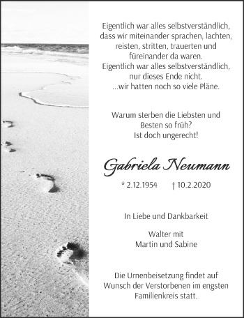 Anzeige von Gabriela Neumann von  Kölner Wochenspiegel 