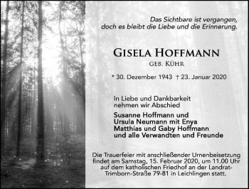 Anzeige von Gisela Hoffmann von  Rhein-Sieg-Wochenende 