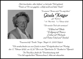Anzeige von Gisela Krüger von  Blickpunkt Euskirchen 