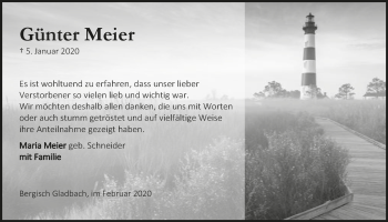 Anzeige von Günter Meier von  Bergisches Handelsblatt 