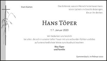 Anzeige von Hans Töpfer von  Anzeigen Echo 