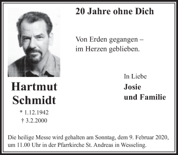 Anzeige von Hartmut Schmidt von  Schlossbote/Werbekurier 