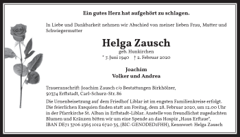 Anzeige von Helga Zausch von  Werbepost 