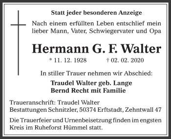 Anzeige von Hermann G. F. Walter von  Werbepost 