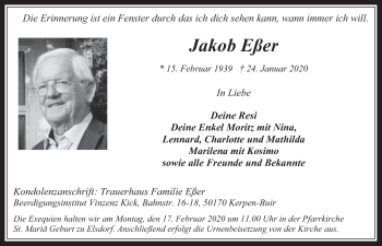 Anzeige von Jakob Eßer von  Werbepost 