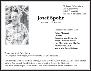 Anzeige von Josef Spohr von  Werbepost 