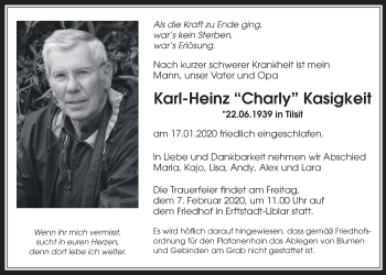 Anzeige von Karl-Heinz Kasigkeit von  Werbepost 