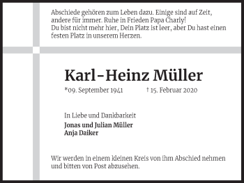 Anzeige von Karl-Heinz Müller von Kölner Stadt-Anzeiger / Kölnische Rundschau / Express