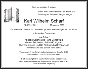 Anzeige von Karl Wilhelm Scharf von  Werbepost 