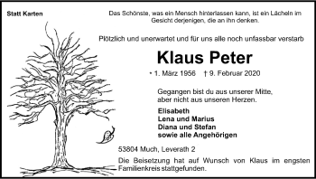 Anzeige von Klaus Peter von Kölner Stadt-Anzeiger / Kölnische Rundschau / Express