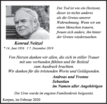 Anzeige von Konrad Neitzel von  Sonntags-Post 