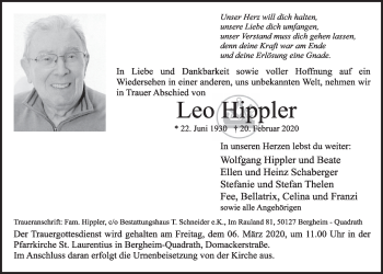 Anzeige von Leo Hippler von  Sonntags-Post 