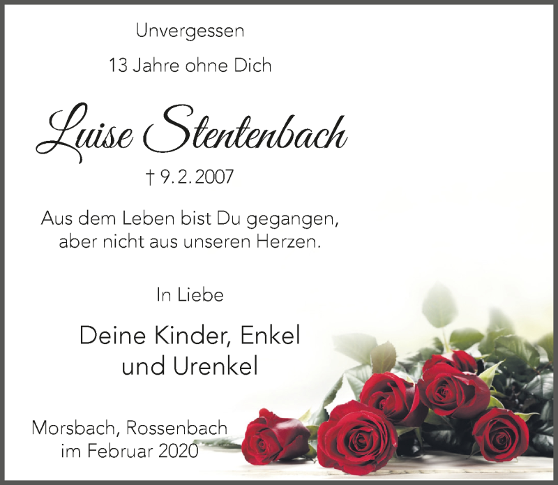  Traueranzeige für Luise Stentenbach vom 18.07.2023 aus  Lokalanzeiger 