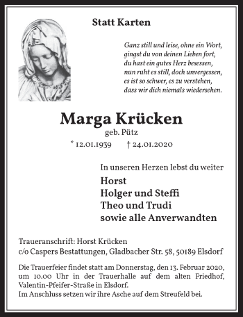 Anzeige von Marga Krücken von  Werbepost 