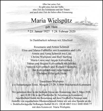 Anzeige von Maria Wielspütz von  Blickpunkt Euskirchen 