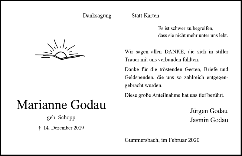  Traueranzeige für Marianne Godau vom 18.07.2023 aus  Anzeigen Echo 