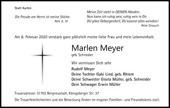 Anzeige von Marlen Meyer von Kölner Stadt-Anzeiger / Kölnische Rundschau / Express