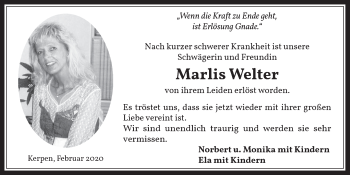 Anzeige von Marlis Welter von  Werbepost 