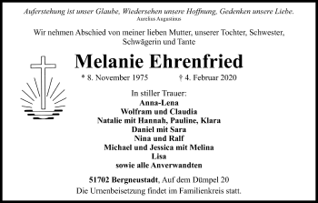 Anzeige von Melanie Ehrenfried von Kölner Stadt-Anzeiger / Kölnische Rundschau / Express