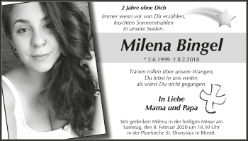 Anzeige von Milena Bingel von  Extra Blatt 