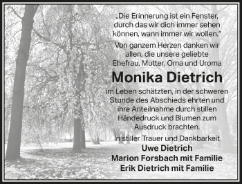 Anzeige von Monika Dietrich von  Anzeigen Echo 