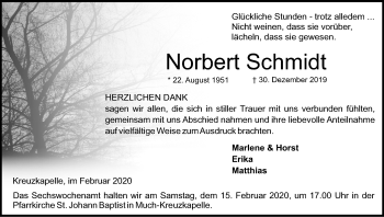 Anzeige von Norbert Schmidt von Kölner Stadt-Anzeiger / Kölnische Rundschau / Express