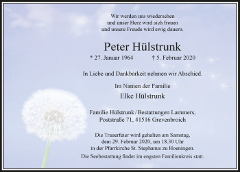 Anzeige von Peter Hülstrunk von  Leverkusener Wochenende 