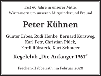 Anzeige von Peter Kühnen von  Sonntags-Post 