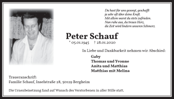 Anzeige von Peter Schauf von  Werbepost 