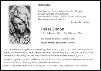 Anzeige von Peter Simon von Kölner Stadt-Anzeiger / Kölnische Rundschau / Express