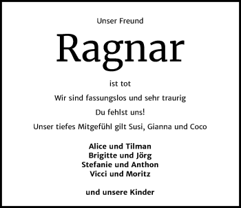 Anzeige von Ragnar  von Kölner Stadt-Anzeiger / Kölnische Rundschau / Express