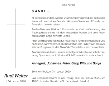 Anzeige von Rudi Welter von  Schaufenster/Blickpunkt 